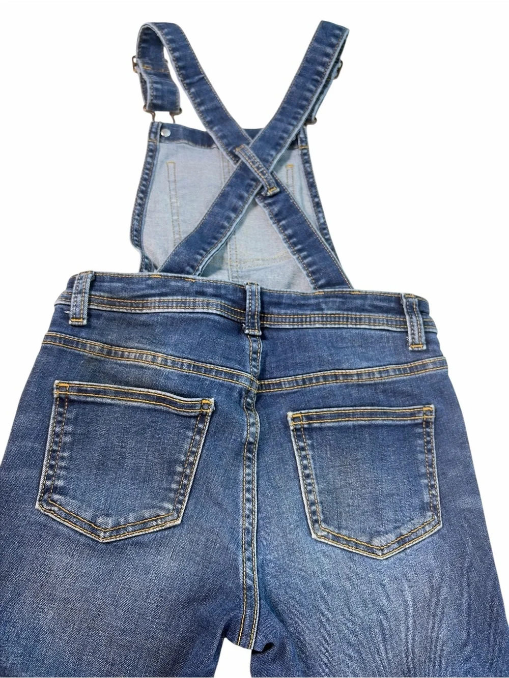 Cat & Jack Girls Size M 7/8 Straight Leg Denim Overalls Medium Wash